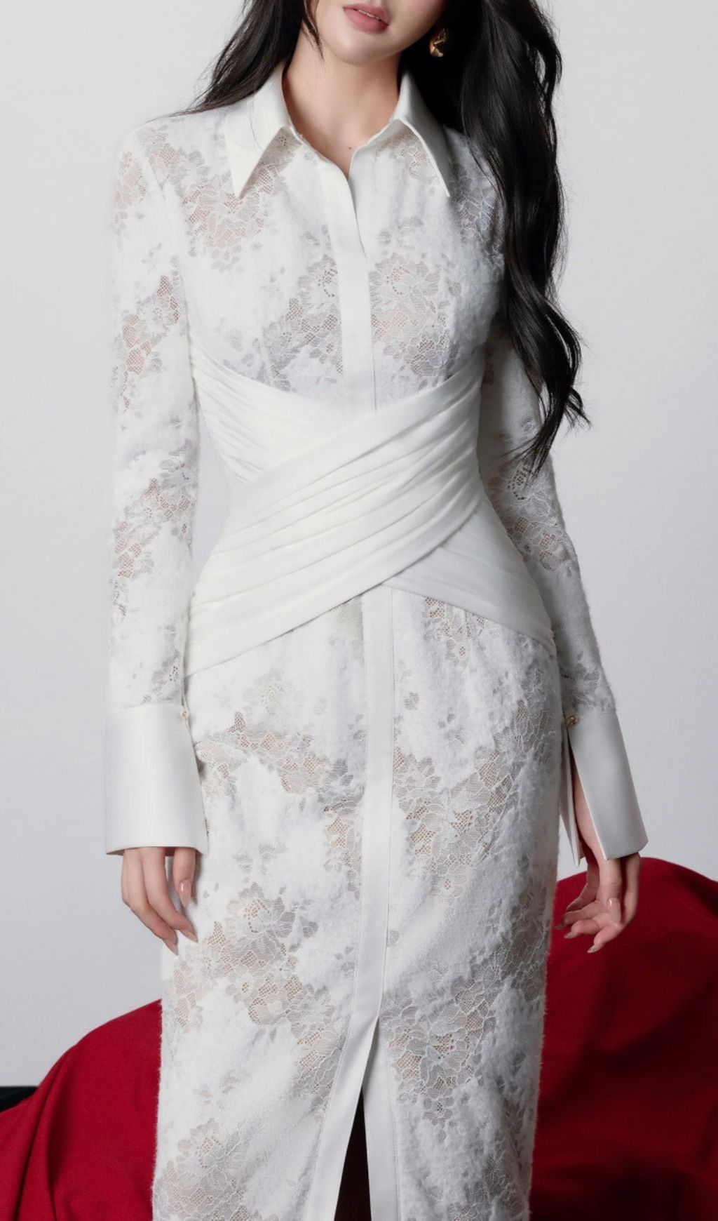 64170c911ea74e35cd1dee1d1633ee0a.jpg Fashionslee Women Kerani White Lace Long Sleeve Midi Dress