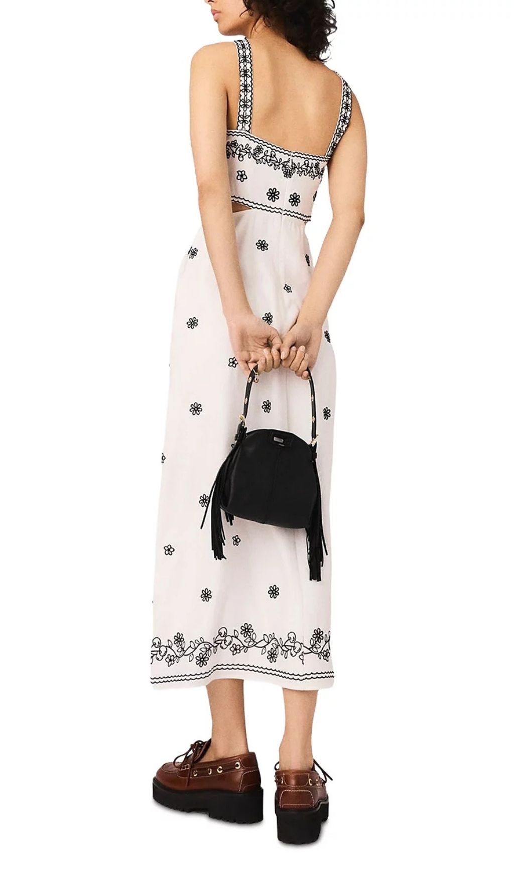 Fashionslee Women Embroidered Cutout Midi Dress