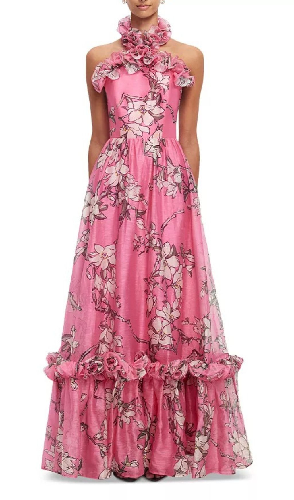 Fashionslee Women Isabelle Ruffled Halter Maxi Dress