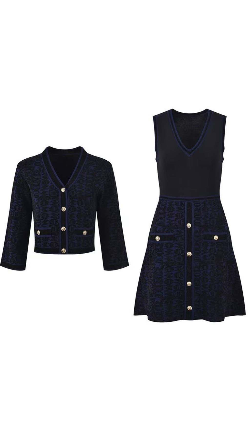 64609838dd1f5dde45b424efa22ed782.jpg Fashionslee Women Reverie Velvet Knit 2-In-1 Cardigan & Dress Set
