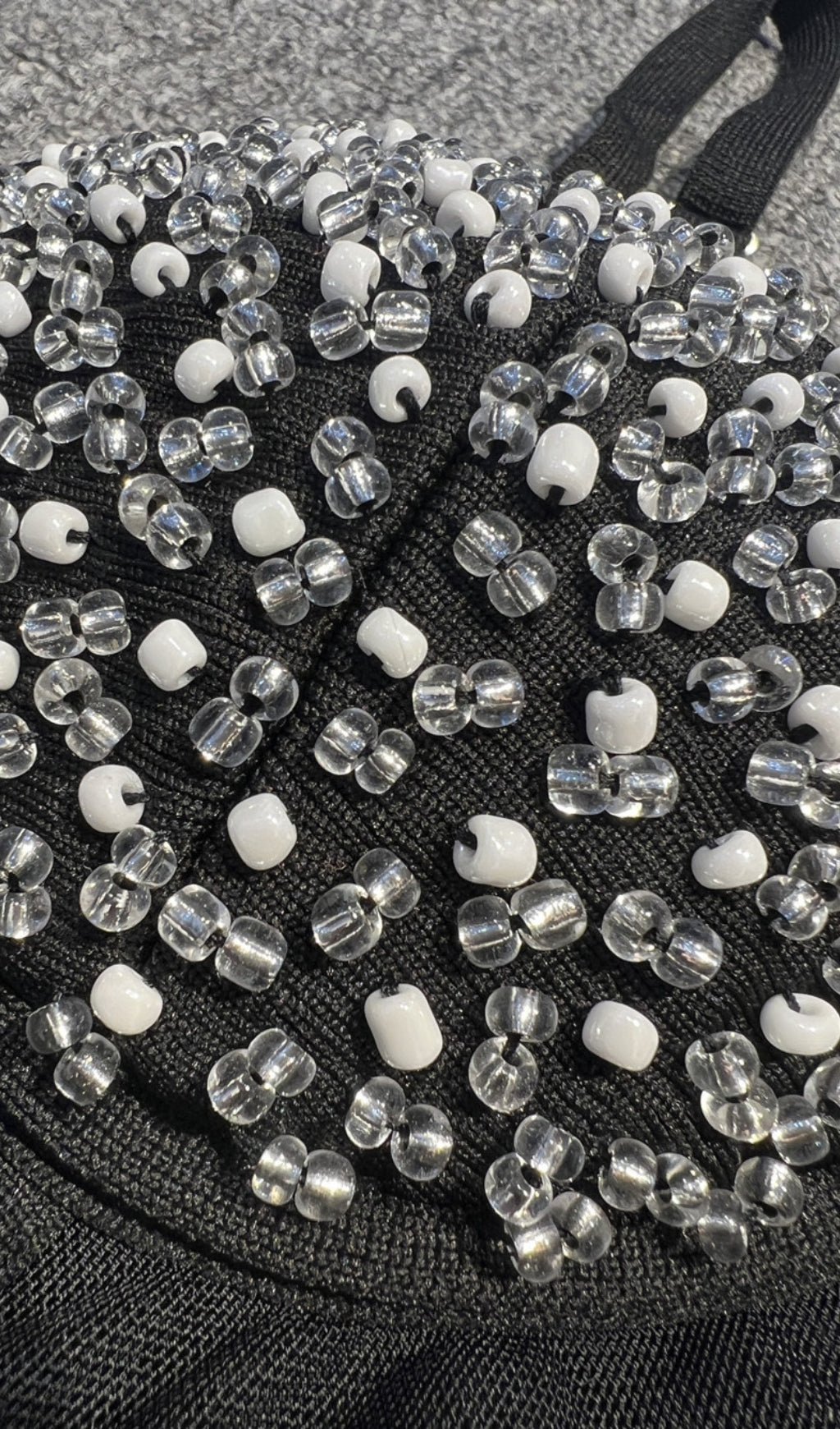 6464d8a32b67b2c7422a117dd7b73c6e.jpeg Fashionslee Women Aideen Black Beading Bandage Midi Dress