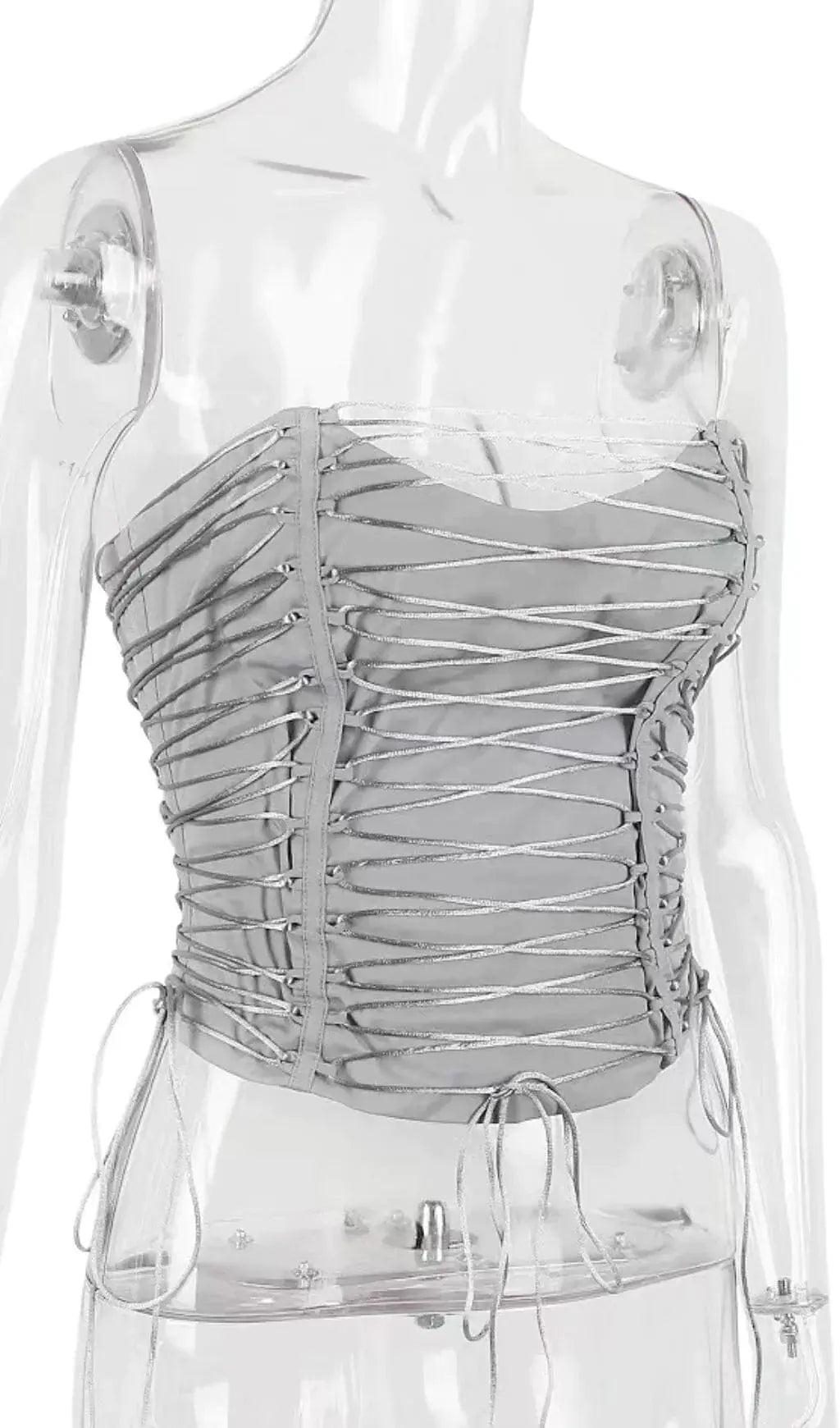 Fashionslee Women Smoke Lace Up Corset