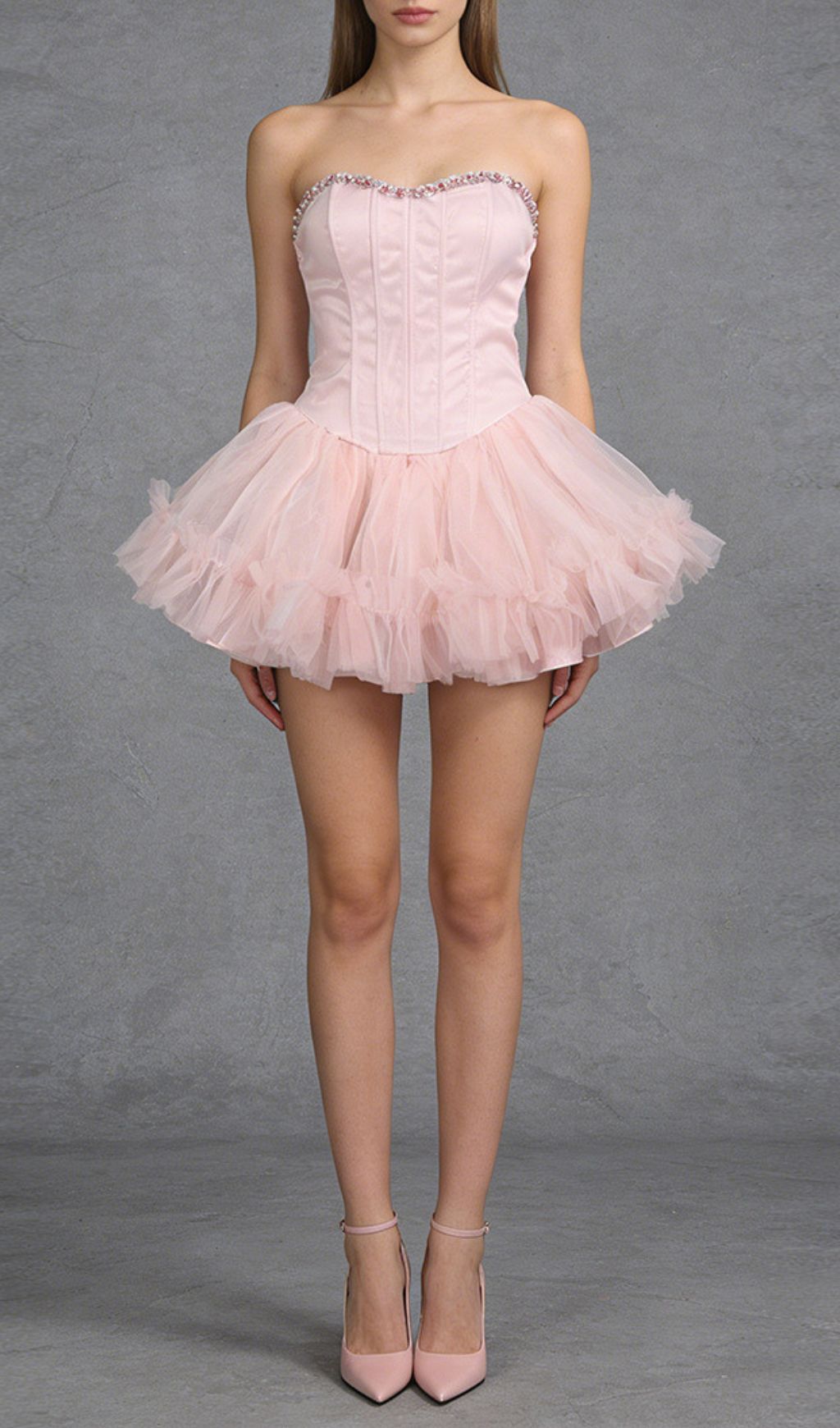 Fashionslee Women Jasmijn Pink Strapless Corset Mini Dress