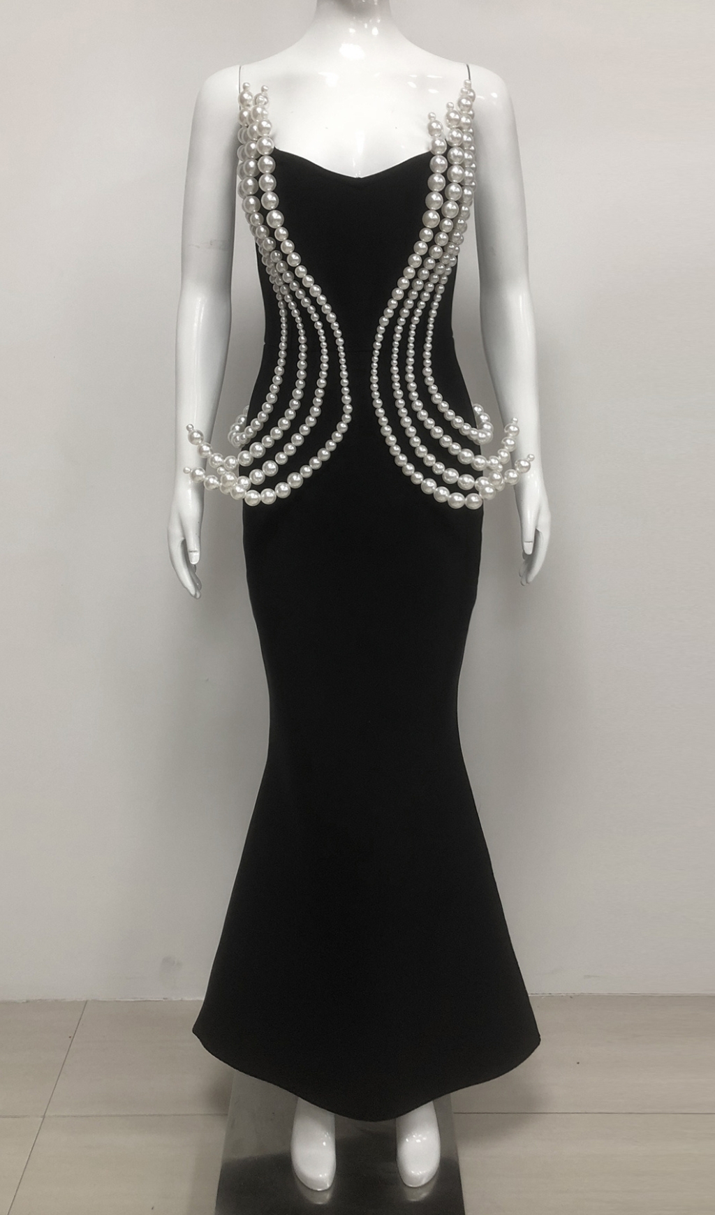 647ff26e10fae1cc6aba7ec542516350.jpg Fashionslee Women Debra Black Strapless Pearl Maxi Dress