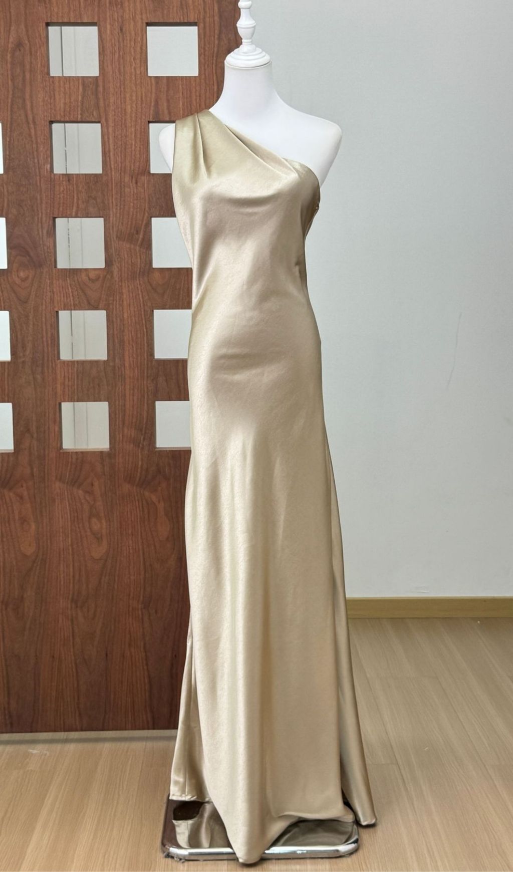 64904d03f5a55bf8512ad407f4b2f545.jpg Fashionslee Women Phaelion Champagne One Shoulder Maxi Dress