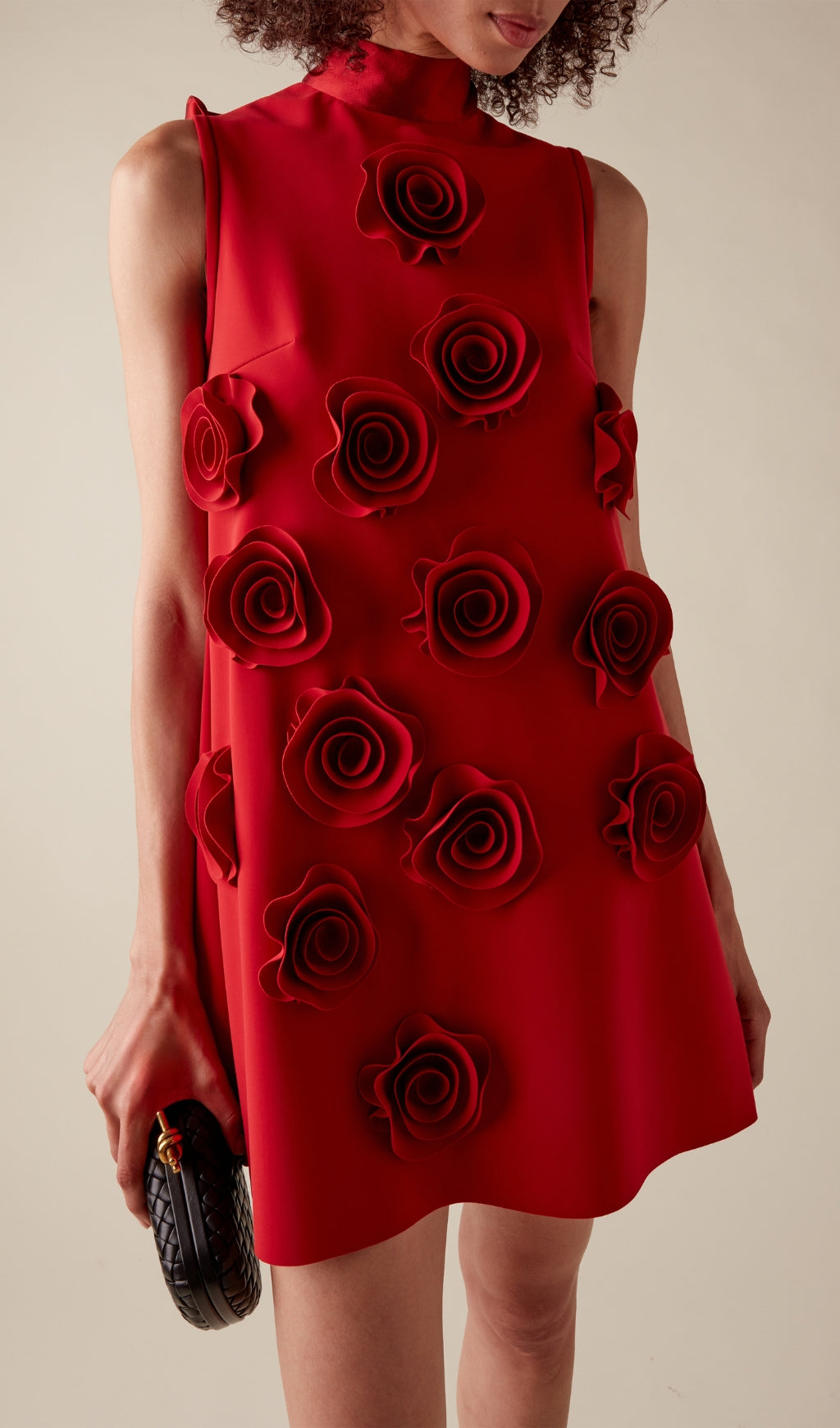 Fashionslee Women Bojan Red Flower Embellished Mini Dress