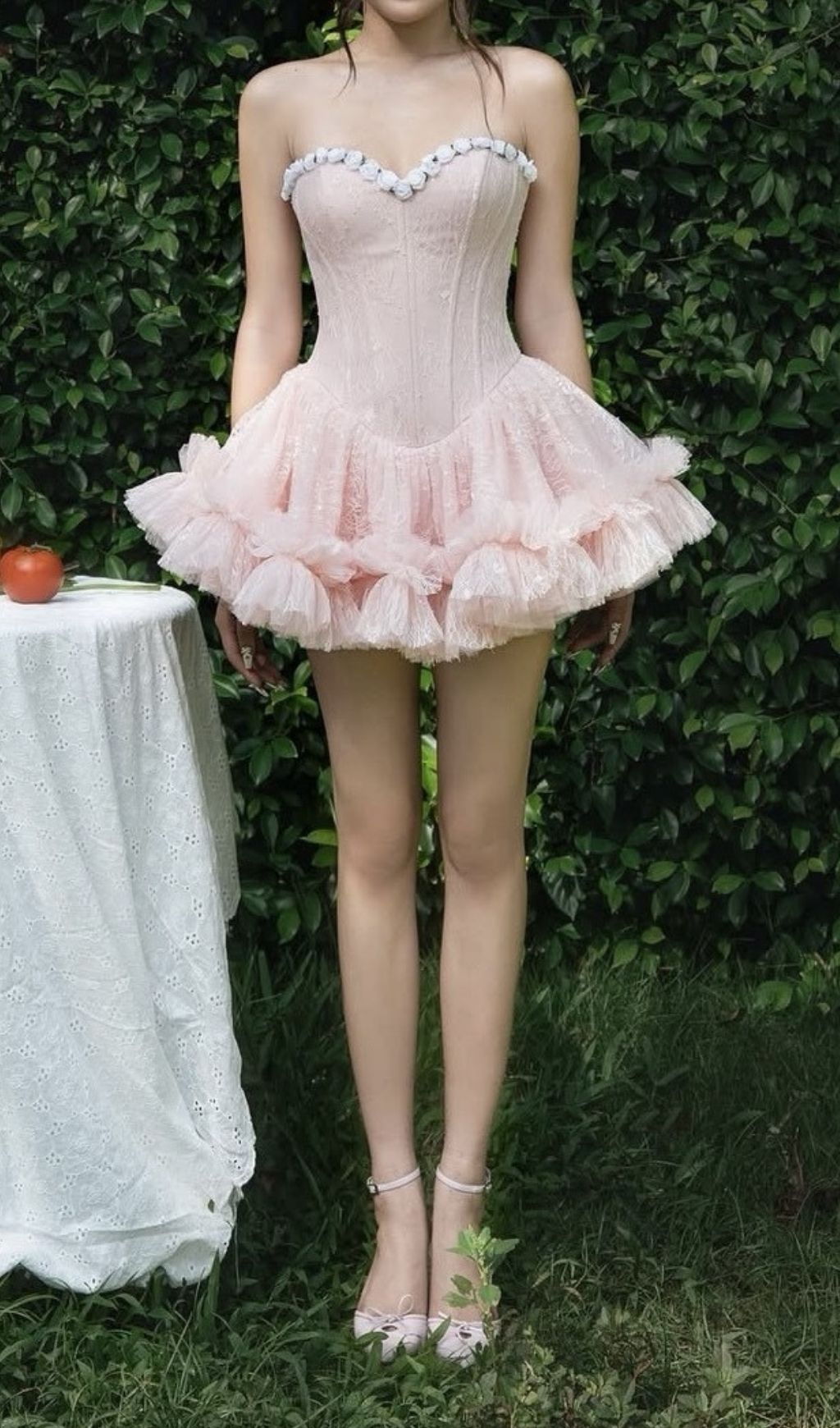 64c0696b96ea50f2f116a9d2cec324d6.jpg Fashionslee Women Karmina Pink Strapless Lace Corset Mini Dress
