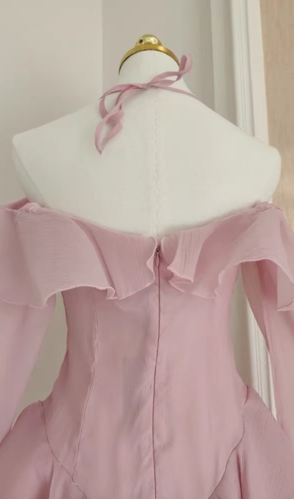 64cdc03bf6264586d017974055a20237.jpg Fashionslee Women Brandee Pink Long Sleeve Ruffle Hem Mini Dress