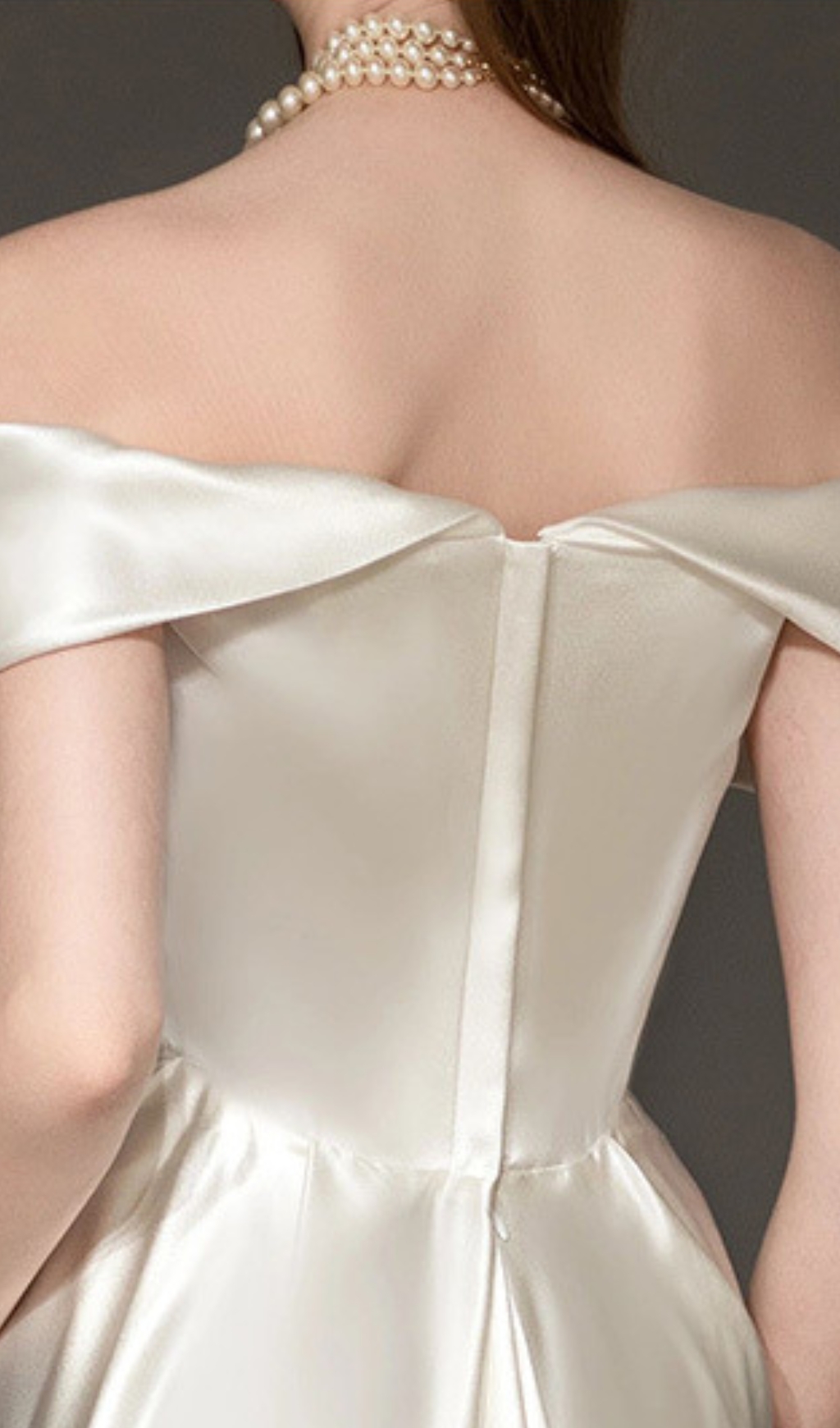Fashionslee Women Carmiya Satin Off-Shoulder Wedding Dress