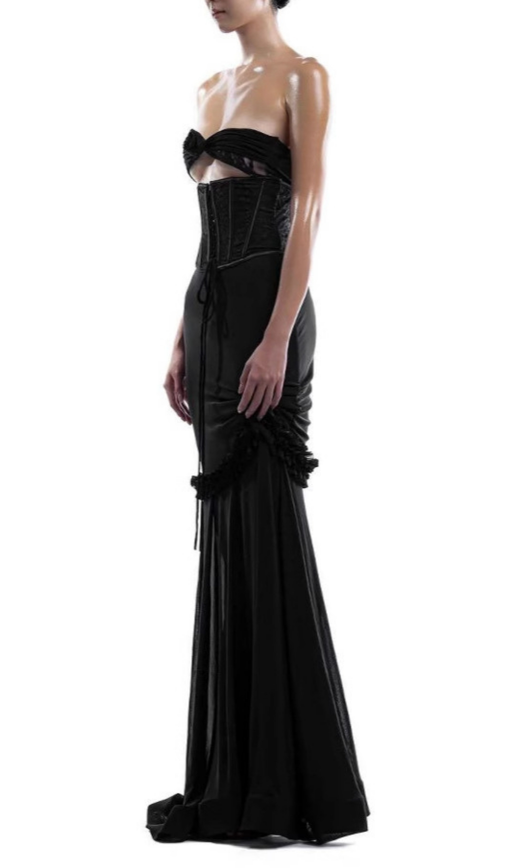 650c887fc97377308dbbd3ed1f1273cb.jpg Fashionslee Women Evren Black Strapless Corset Maxi Dress
