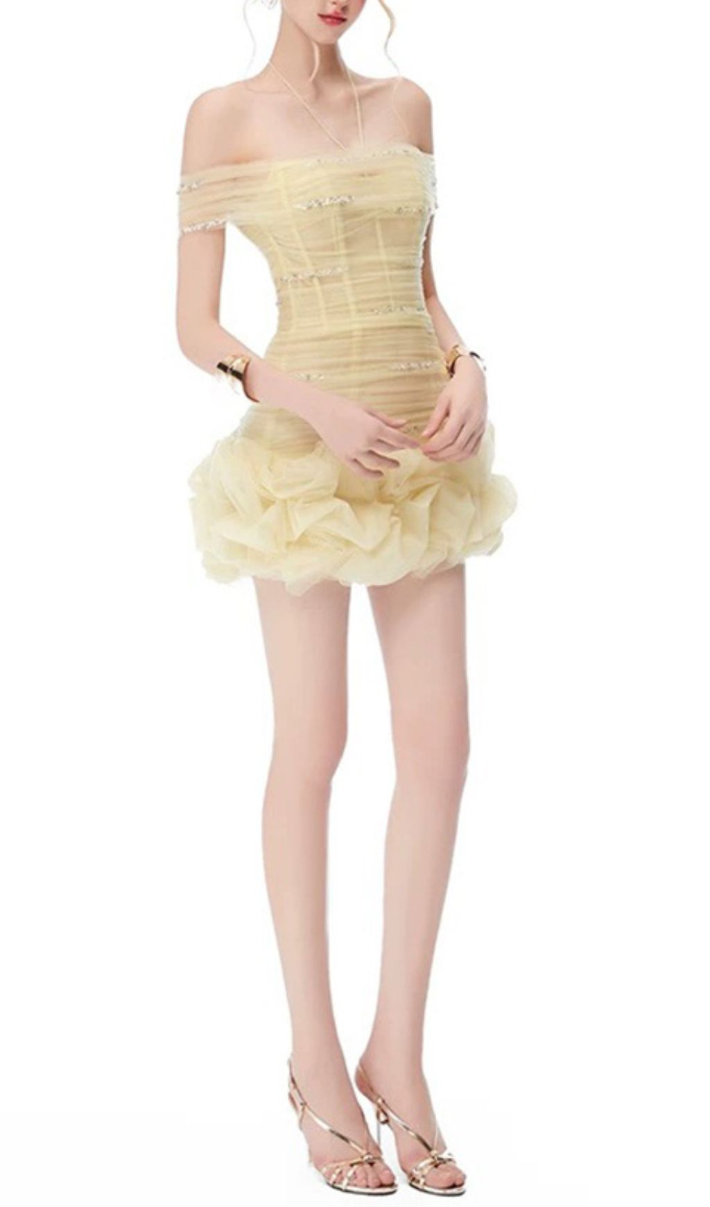 6518d115d4b7490cdb9954f072719fce.jpg Fashionslee Women Hania Yellow Mesh Corset Mini Dress