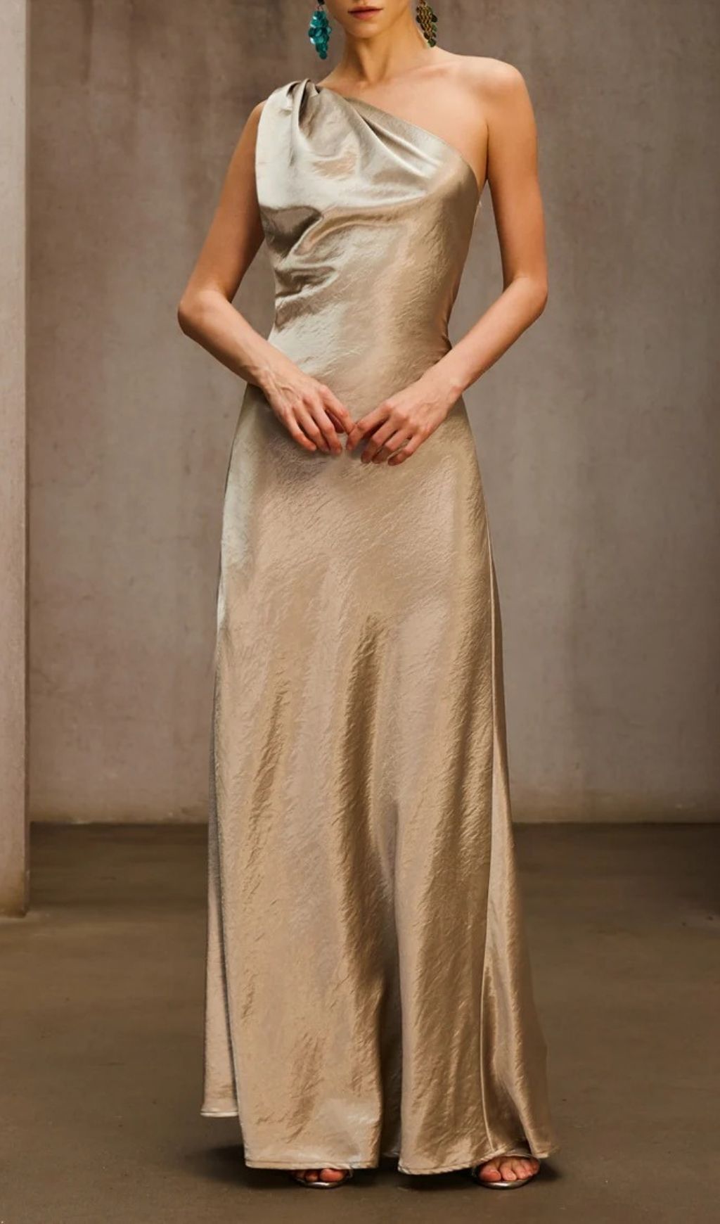 651912e905eacc1e4848cdb621ce28d4.jpg Fashionslee Women Phaelion Champagne One Shoulder Maxi Dress