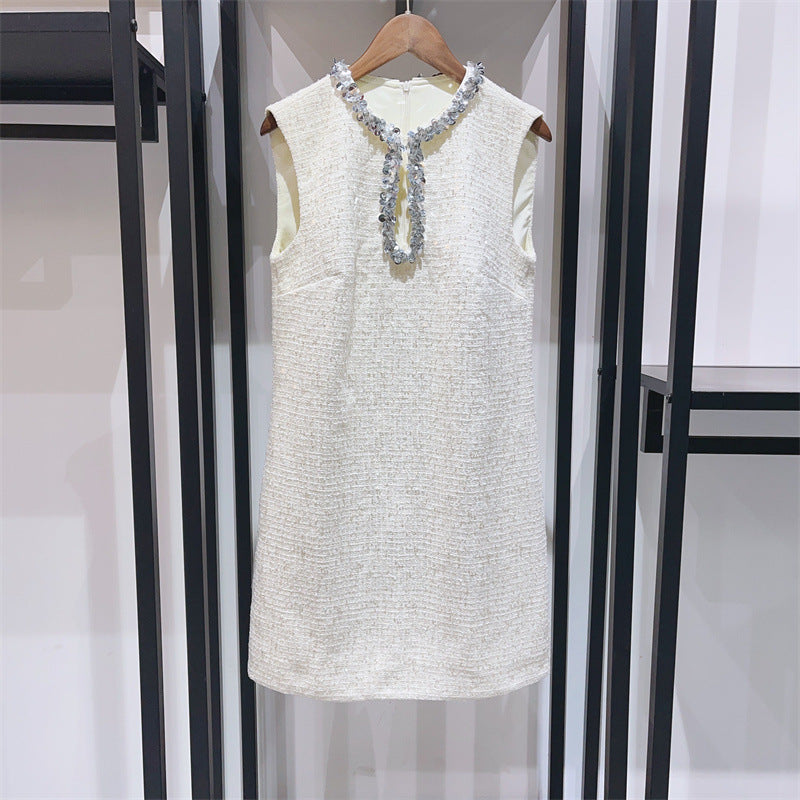 651a98887fc1d70fe6f4c1d1e78a9eeb.jpeg Fashionslee Women Adelle Cream Embellished Bouclé Mini Dress