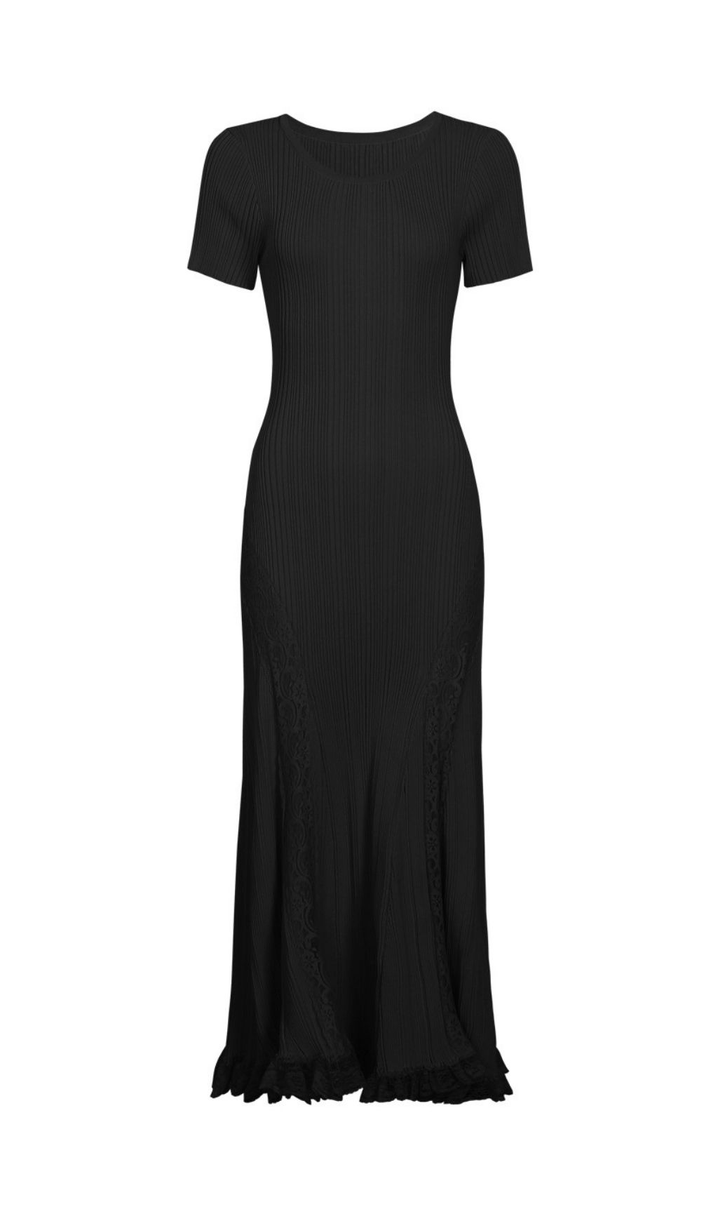 Fashionslee Women Kinzy Black Short Sleeve Lace Midi Dress