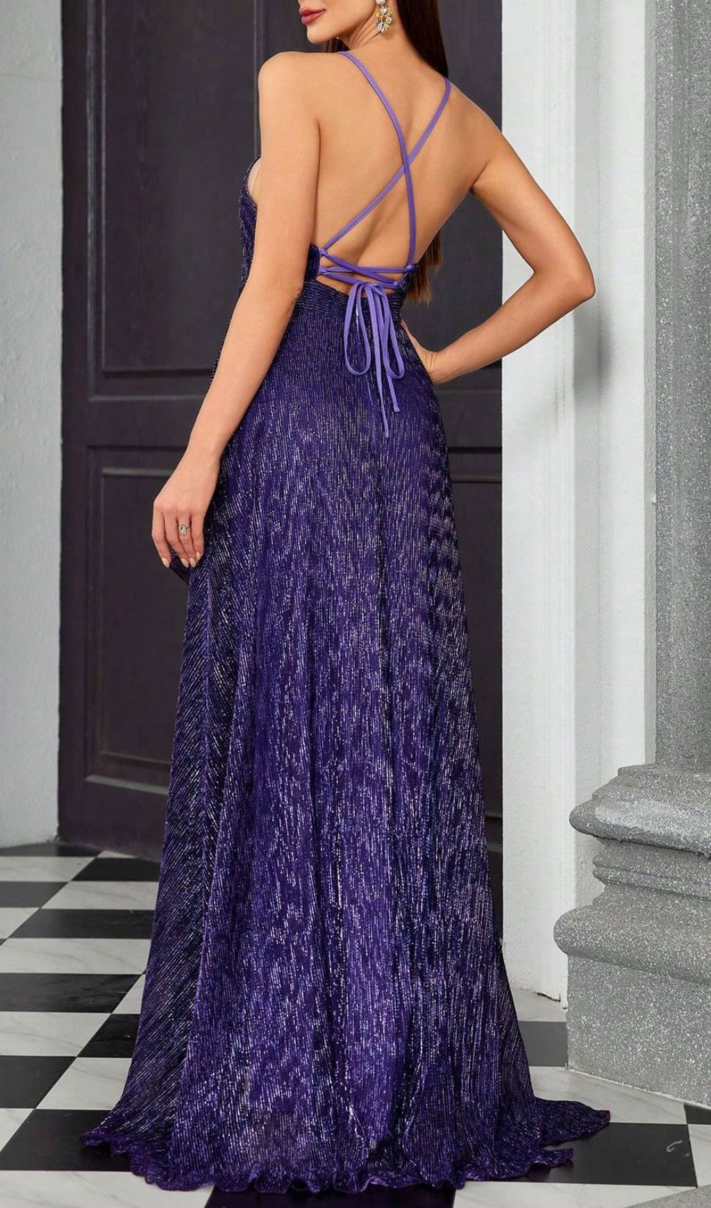 Fashionslee Women Halle Purple Strappy Maxi Dress