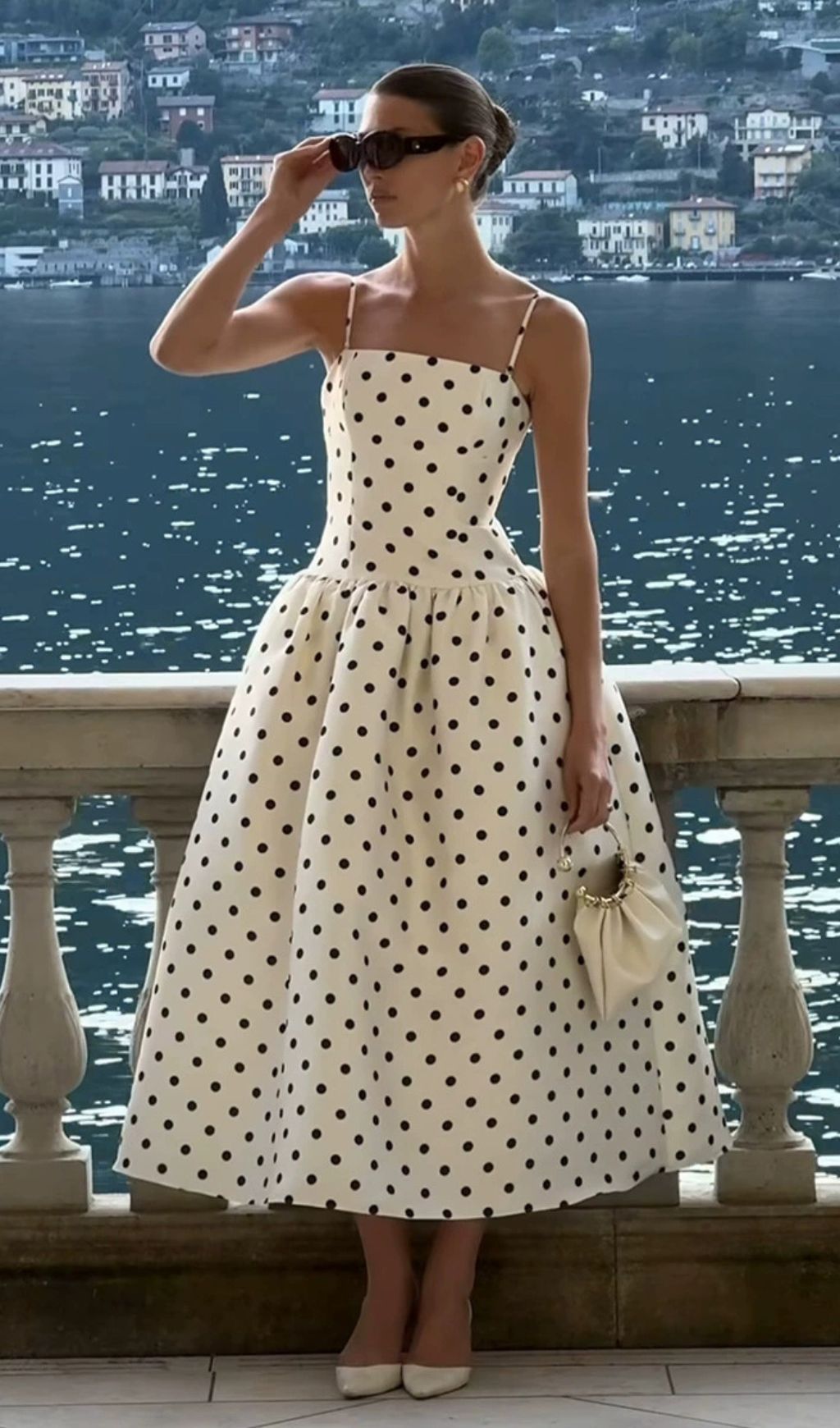 Fashionslee Women Floriane Strappy Dot Midi Dress