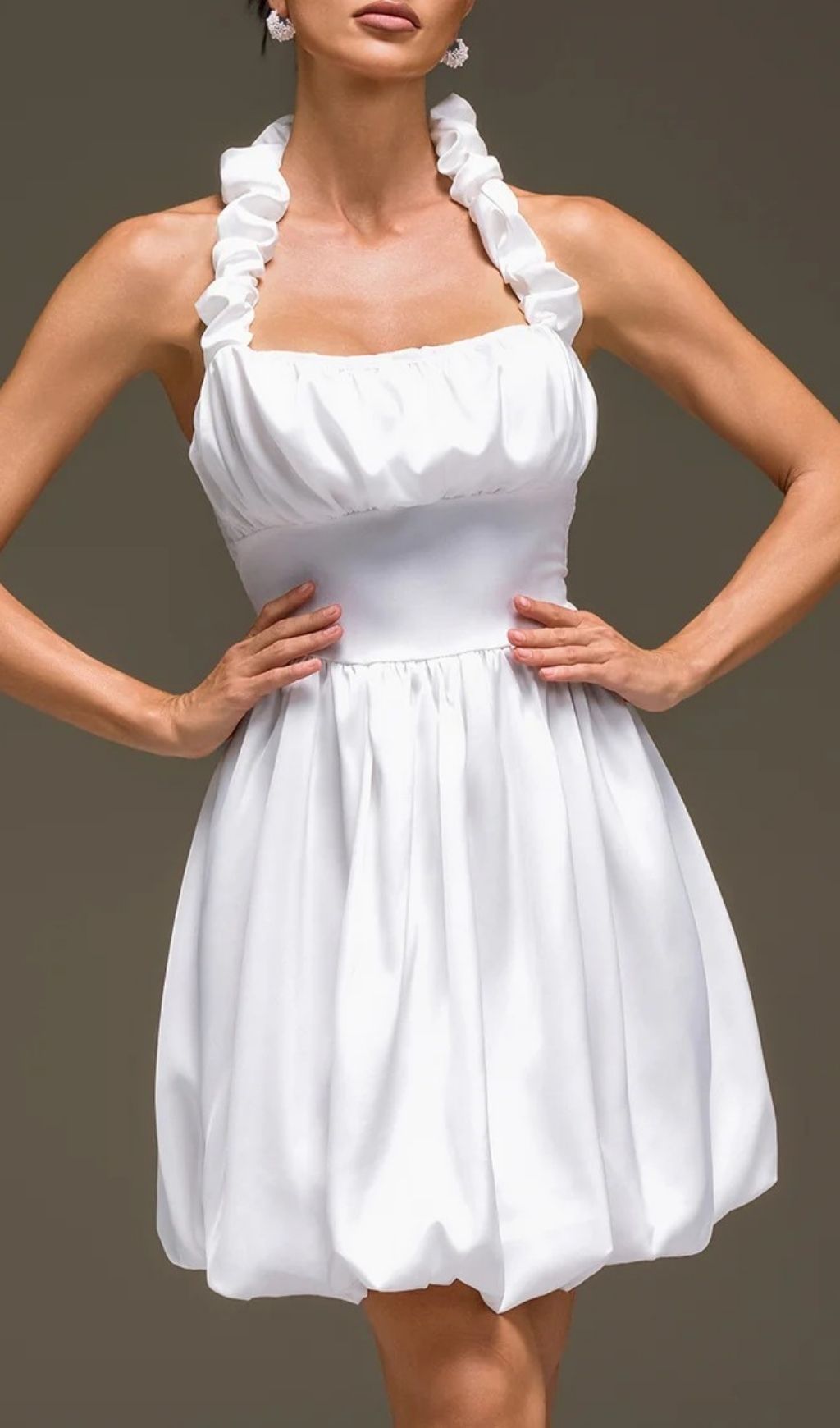 657ca29a64a9f73a13401577c438d44b.jpg Fashionslee Women Nexaviel Halterneck Ruched Mini Dress