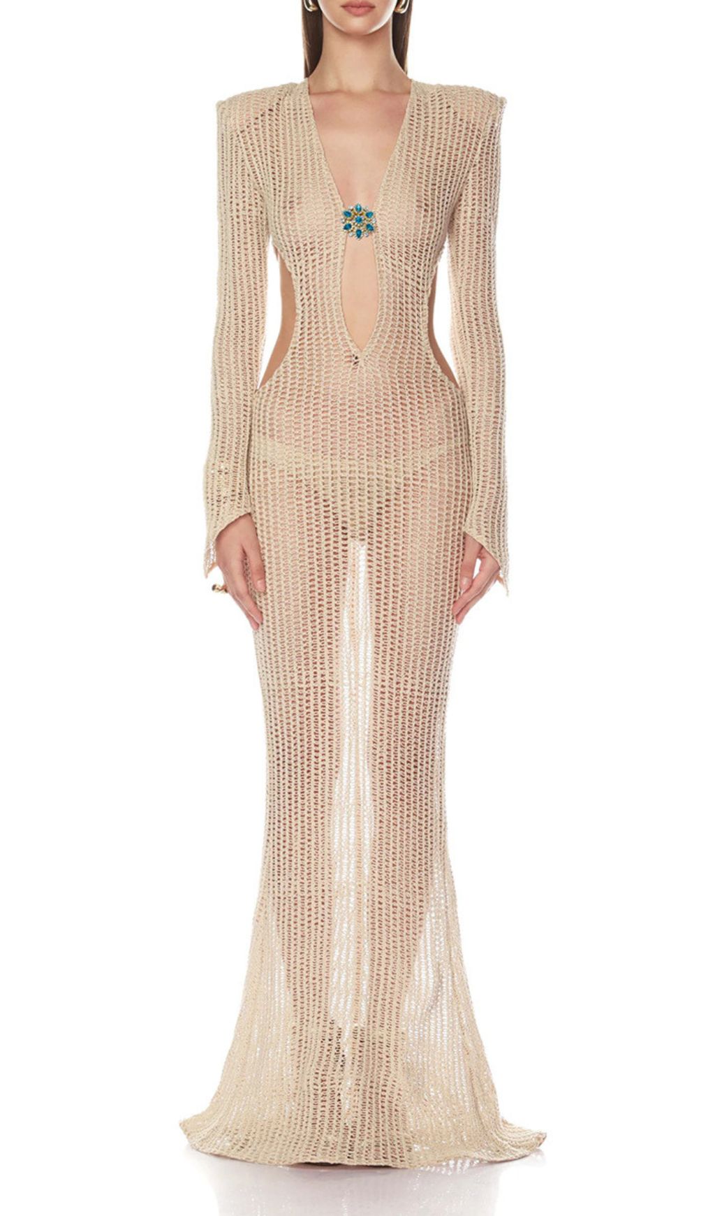 Fashionslee Women Jacory Long Sleeve Cutout Maxi Dress