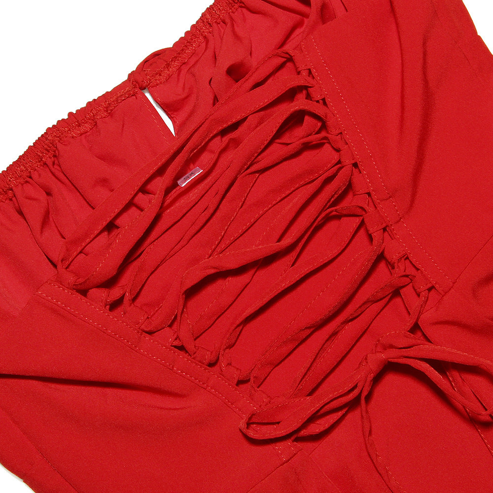 65a4383af09852f999636535613ff9b9.jpeg Fashionslee Women Red Rose Bustier Sundress