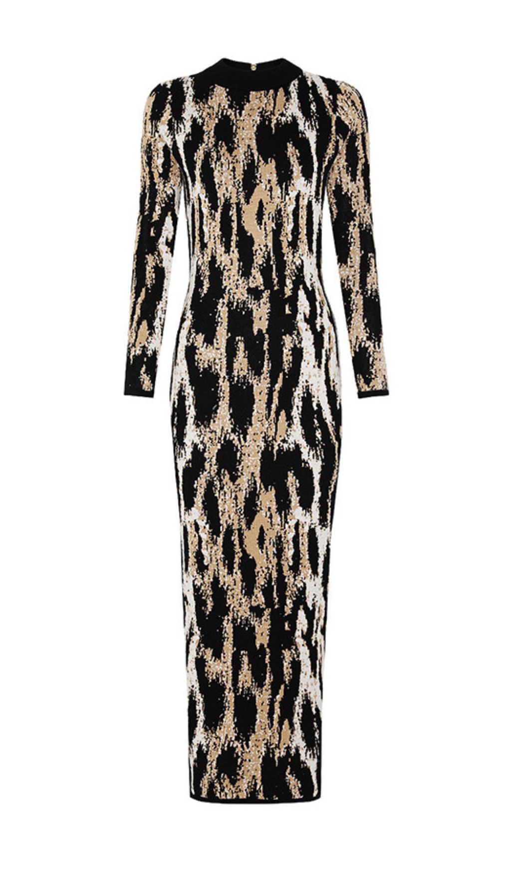 65bfa00f097b35f65d412c38cd41d940.jpg Fashionslee Women Ingenue Leopard Long Sleeve Midi Dress