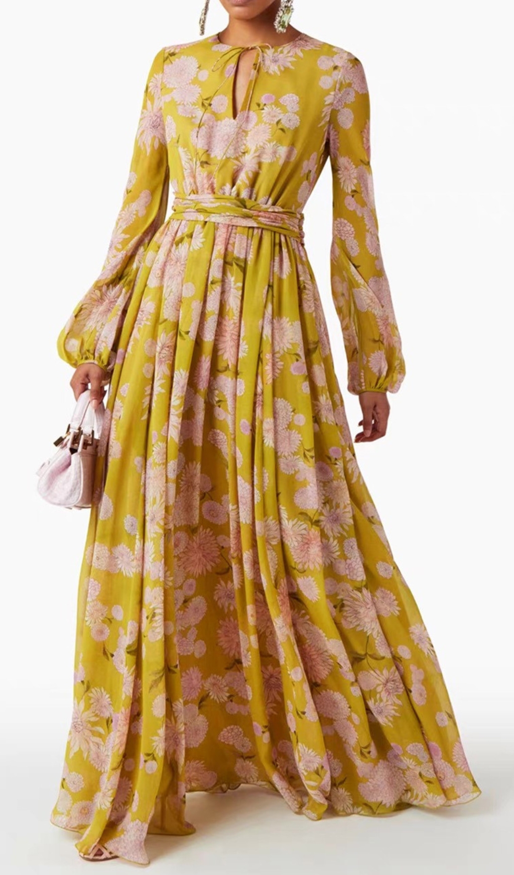 Fashionslee Women Eden Yellow Floral Long Sleeve Maxi Dress