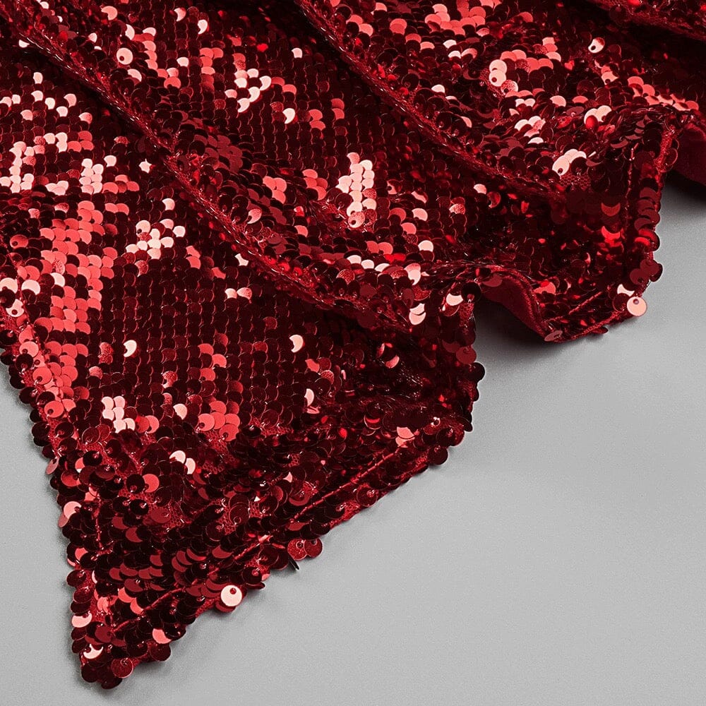 Fashionslee Women Strapless Sequin Mini Dress In Wine