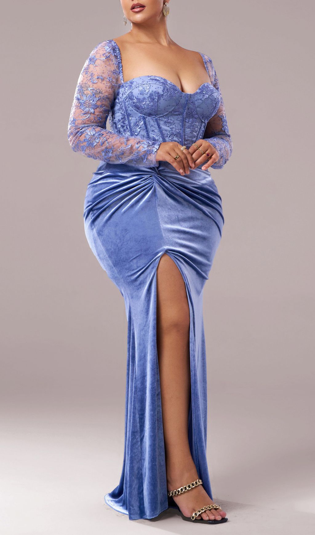 TRENDING PLUS SIZE MAXI DRESS IN BLUE - OWNCI