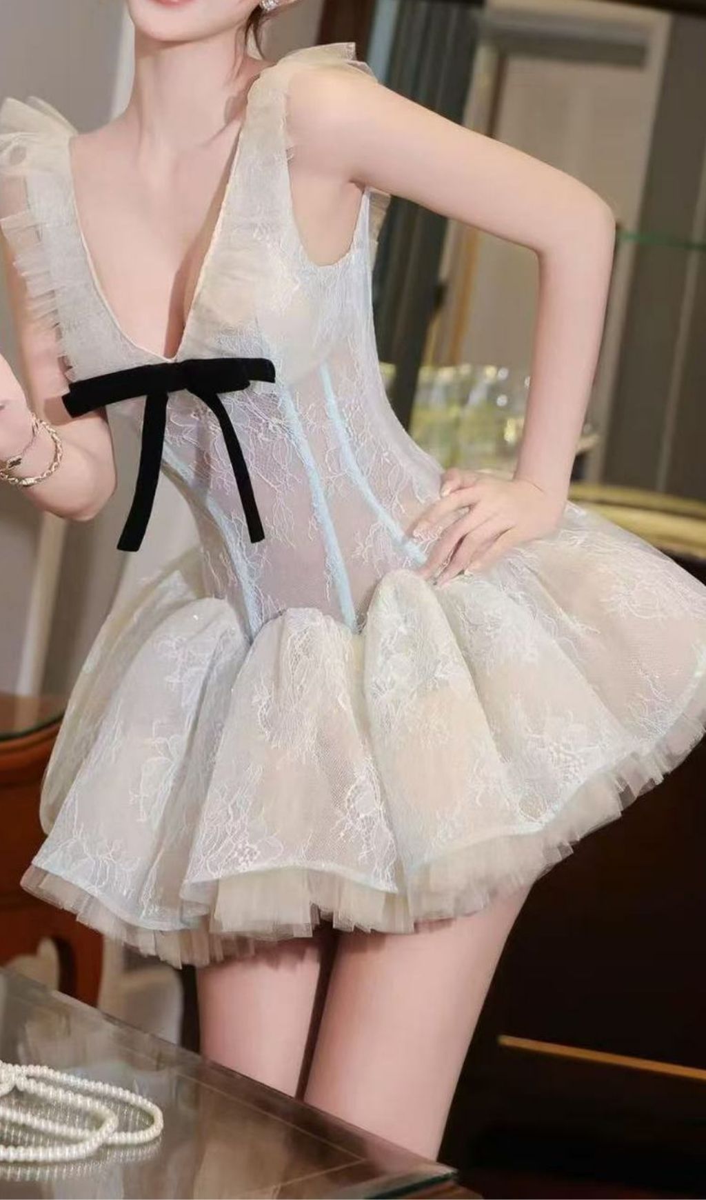 65e479657bd12cc6558d48e2ae8828e4.jpg Fashionslee Women Kelsea Apricot Lace Mini Dress