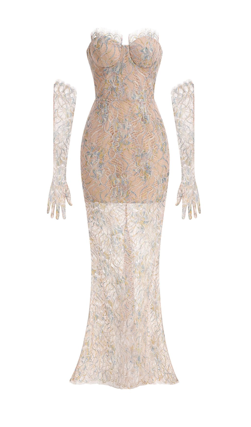 65ecd6f8361a0d57ee450a2351521358.jpg Fashionslee Women Javion Strapless Lace Floral Maxi Dress