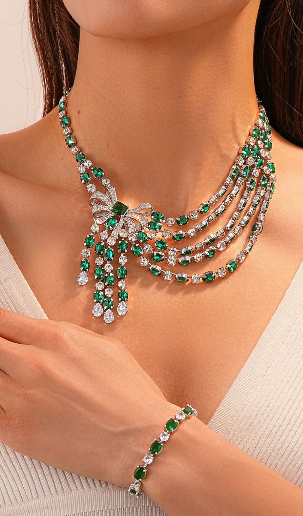 Fashionslee Women Justice Zircon Bow Jewelry Set