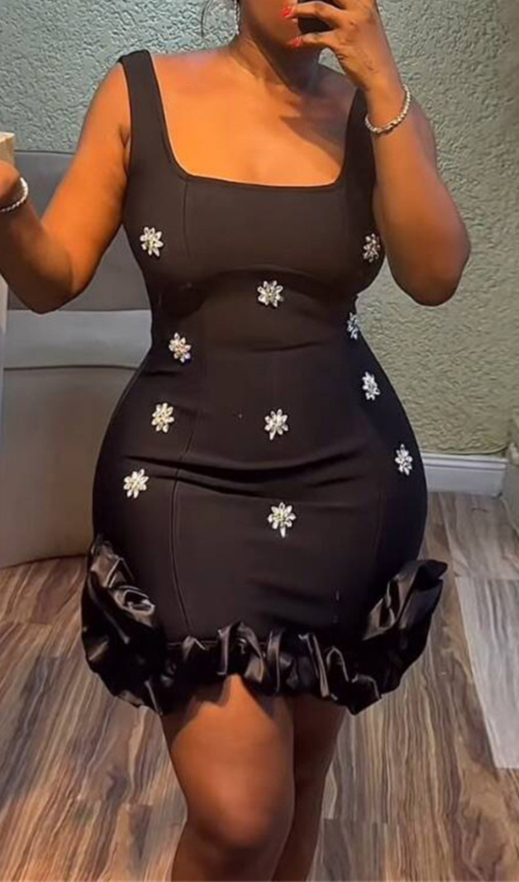 Fashionslee Women Gavan Flower Diamante Bandage Mini Dress