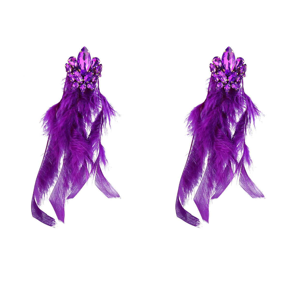 65f7e818b0c31e2b5bbcdc6d7af86c15.jpeg Fashionslee Women Rhinestone Feather Earrings