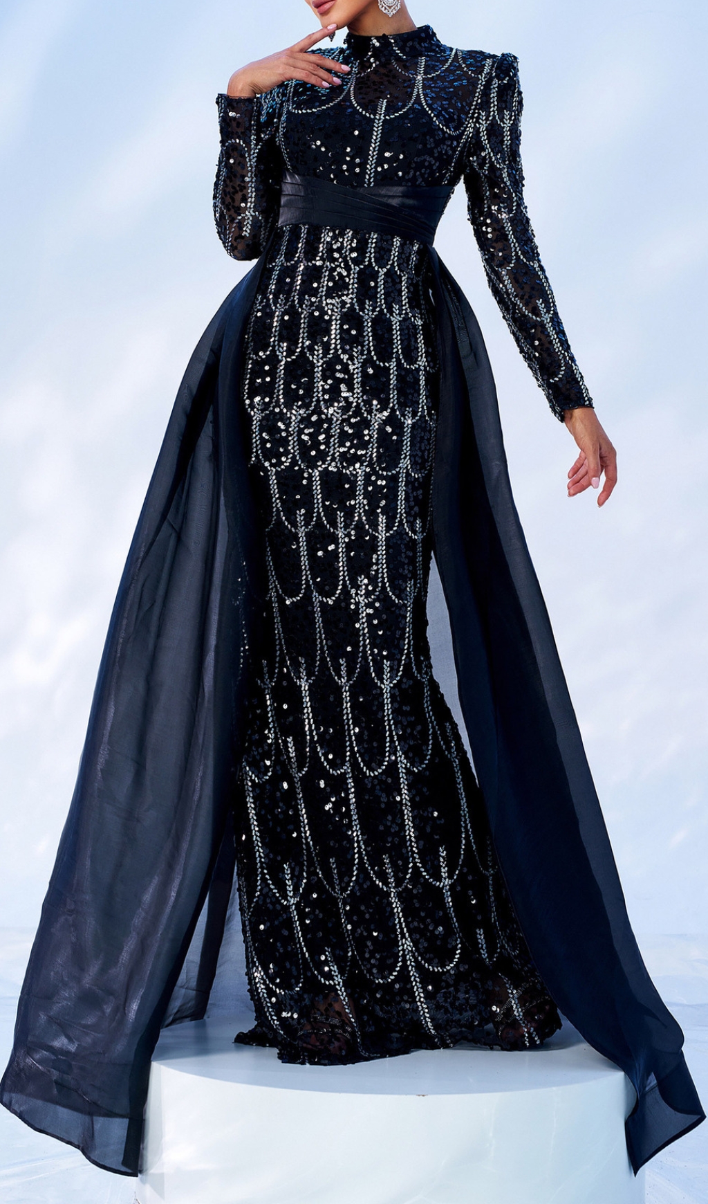 6620ee274d98c12d0b98b87544eccfc9.jpg Fashionslee Women Concha Black Sequin Long Sleeve Maxi Dress
