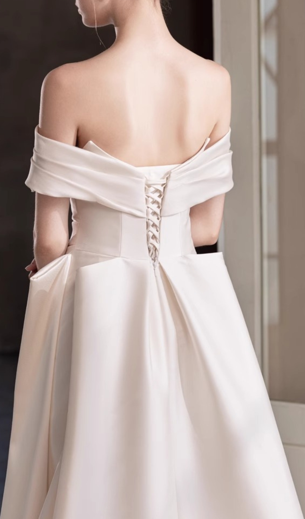 66586c6f90168a5560ffa79858638d38.jpg Fashionslee Women Destiny Off-Shoulder Bow Wedding Dress