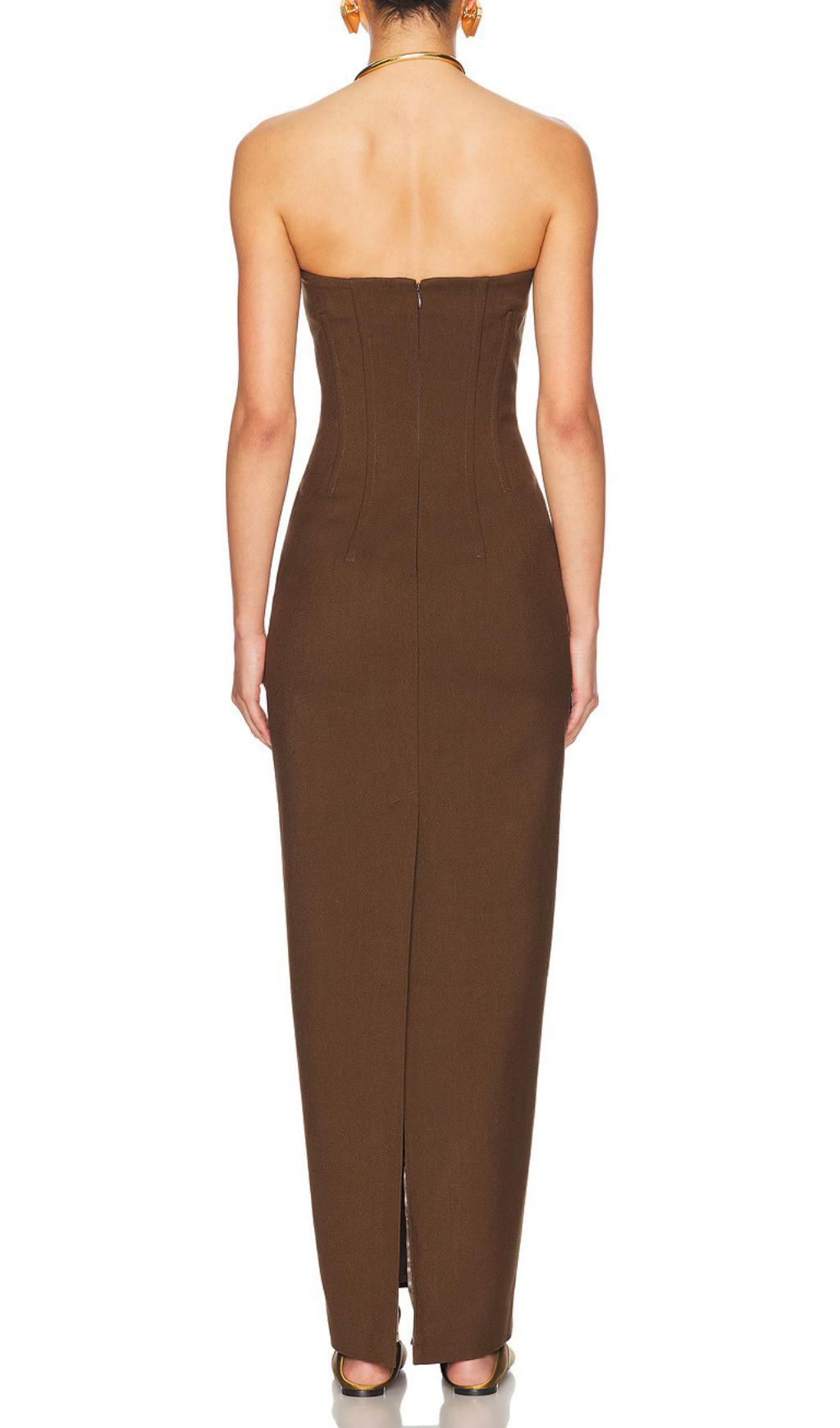Fashionslee Women Holland Brown Strapless Bandage Maxi Dress