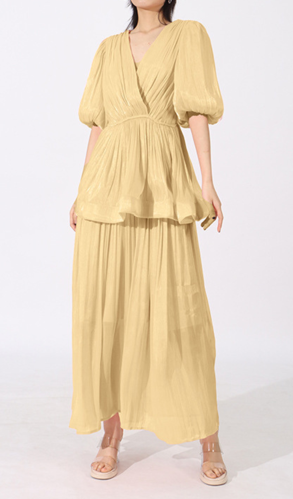 VINTAGE PUFF SLEEVE MAXI DRESS – AESTHETIC - OWNCI