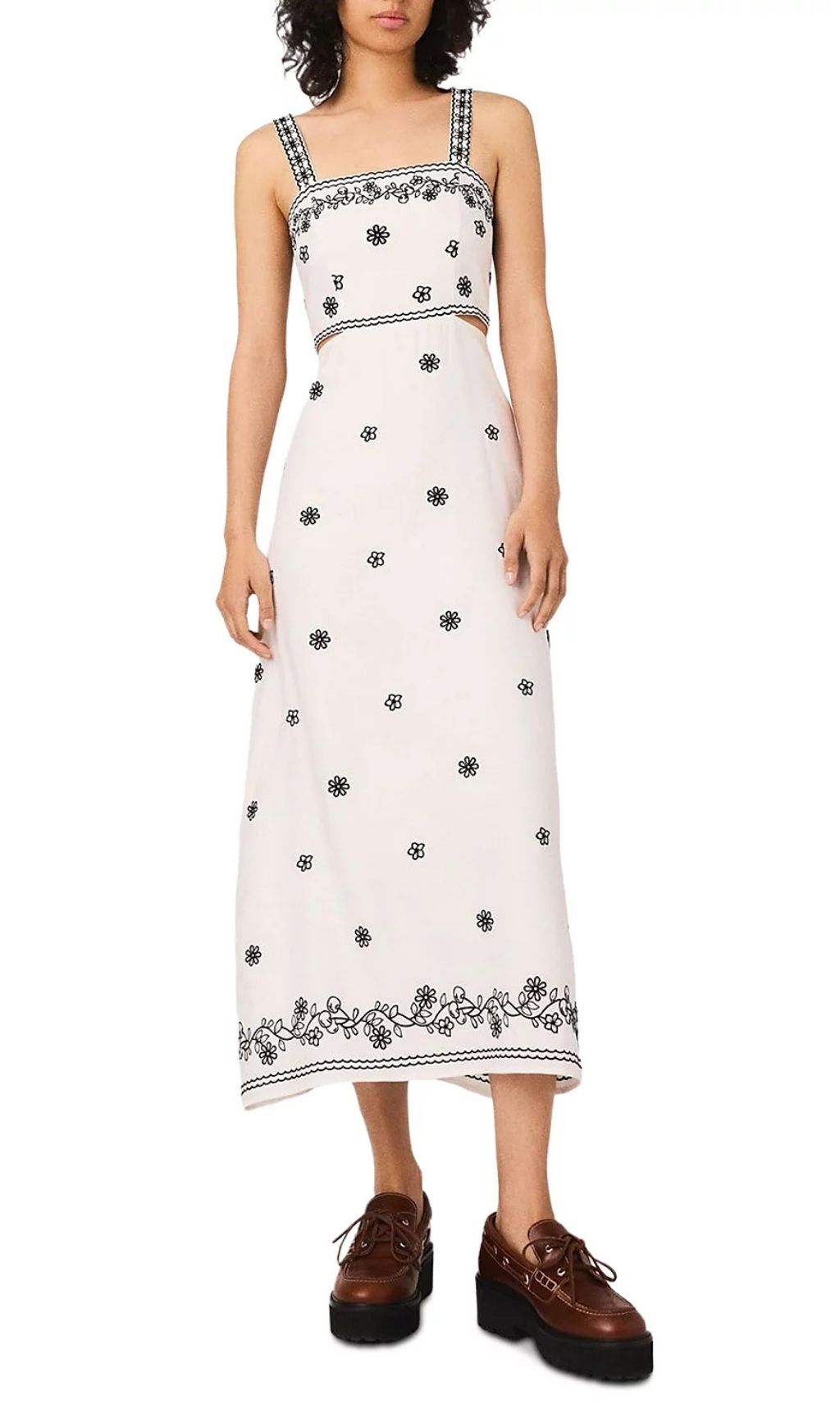 Fashionslee Women Embroidered Cutout Midi Dress