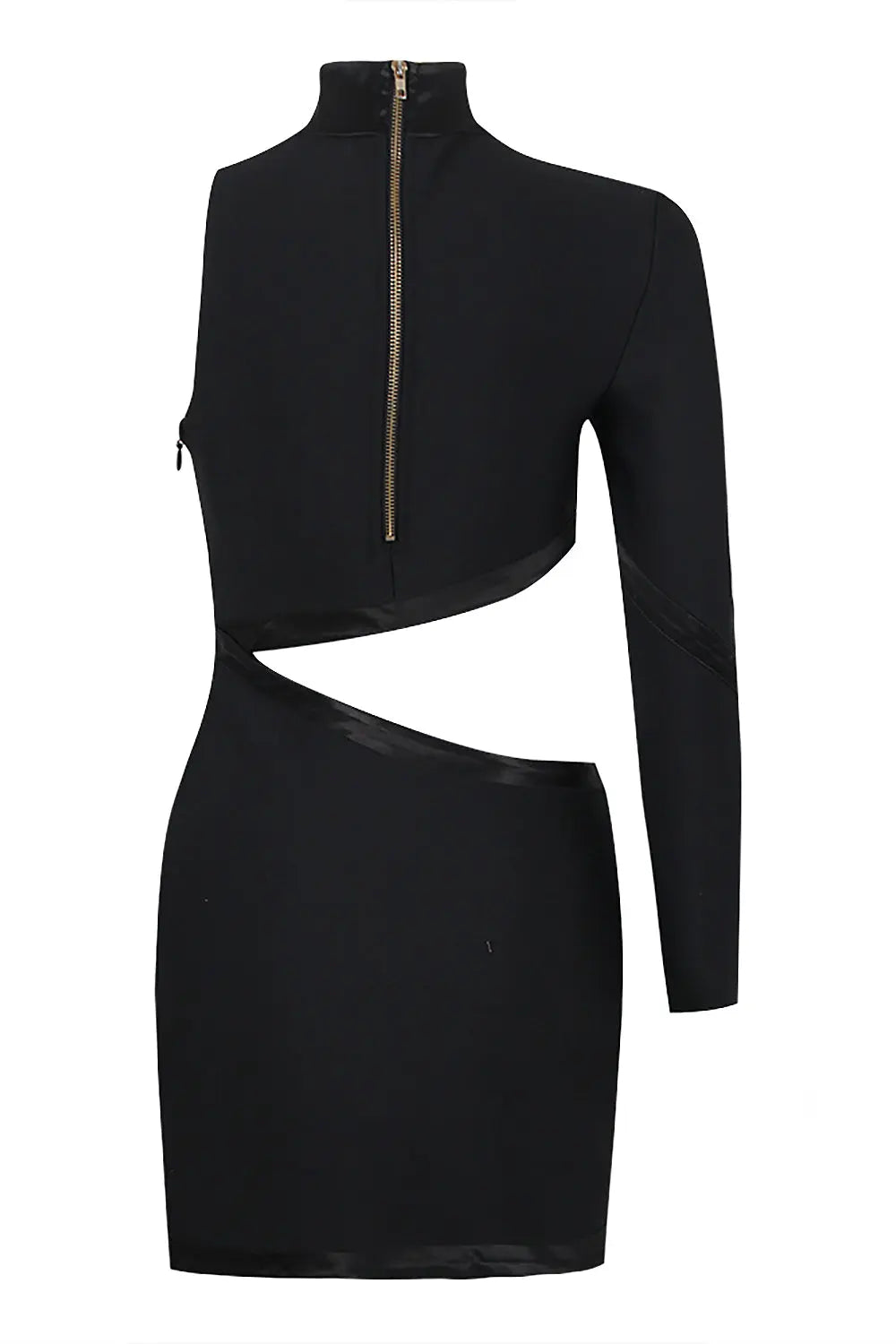 Fashionslee Women Panther Head Cut Out Asymmetric Mini Bandage Dress