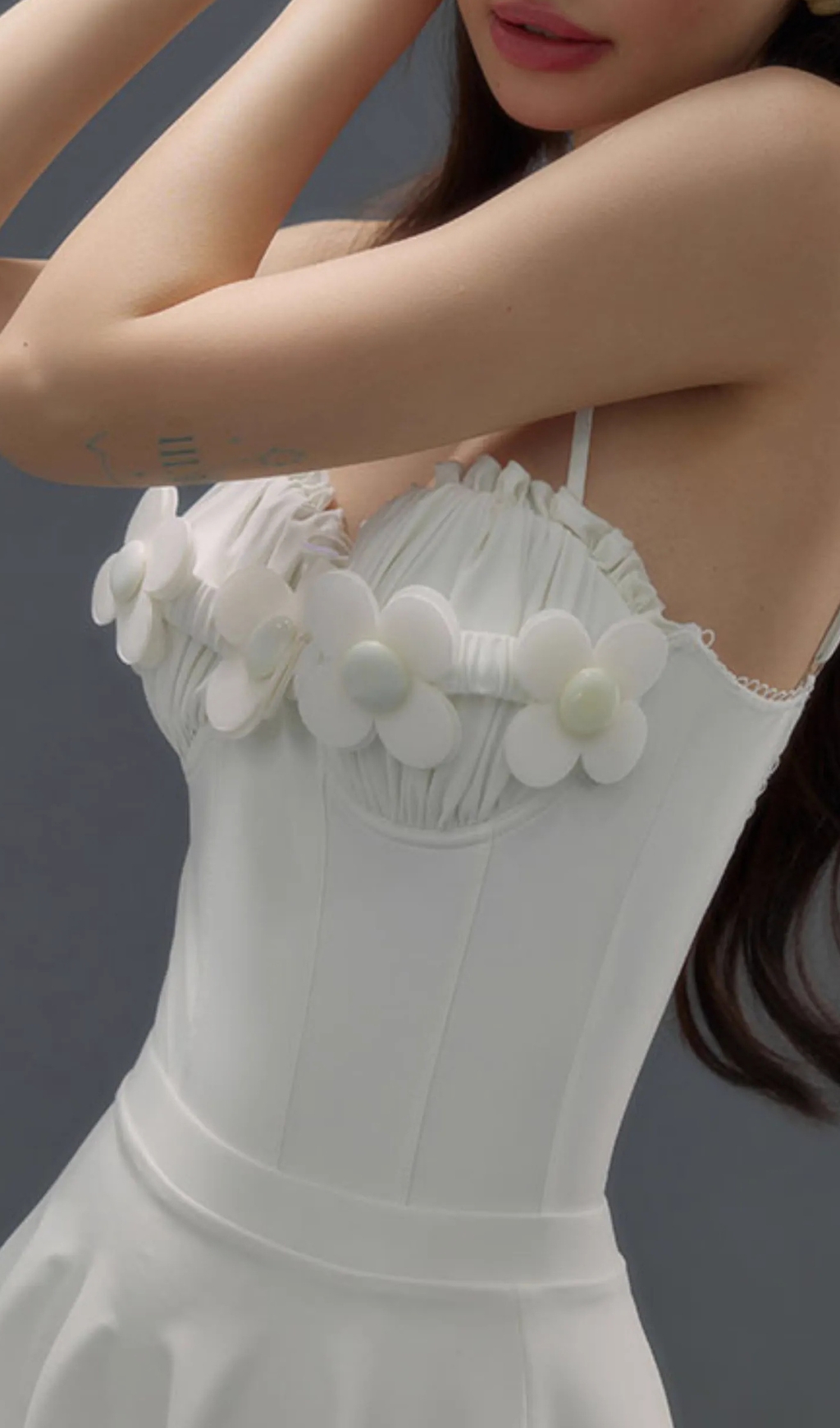 Fashionslee Women Deance White Flower One-Piece Swimsuit & Skirt