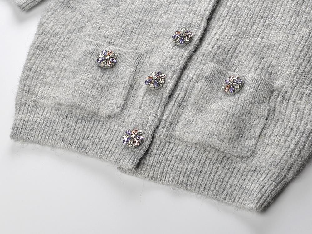 66eb84053b328e37d2b7e49a0fe14bf9.jpg Fashionslee Women Henrike Grey Embellished Knit Top