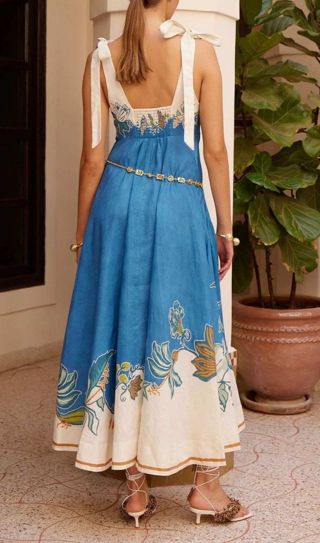 Fashionslee Women Konner Blue Printed Maxi Dress