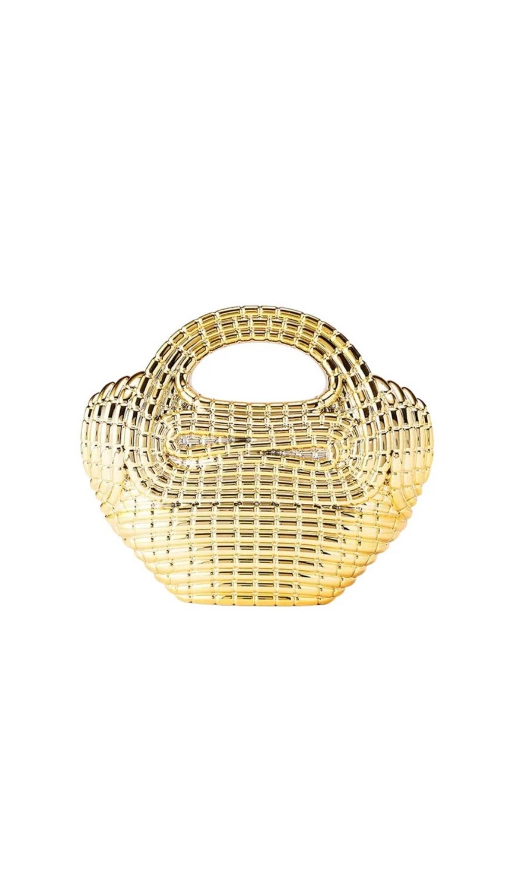 Fashionslee Women Raxelyn Gold Sculpted Grid Bag