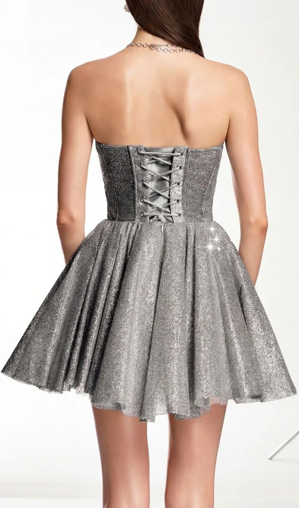 Fashionslee Women Darda Strapless Glitter Corset Mini Dress In Grey