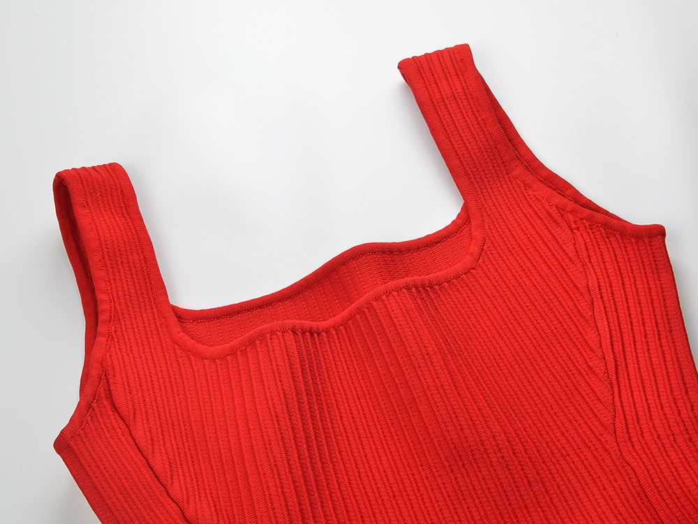 Fashionslee Women Red Short Knit Dress