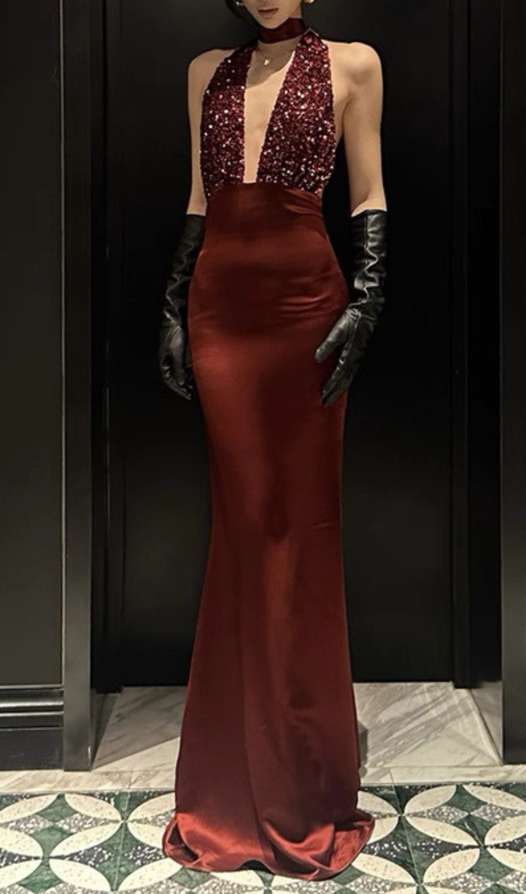 6749a2e6f512561fd887f85bf87e8b26.jpg Fashionslee Women Joffrey Red Halter Sequin Maxi Dress