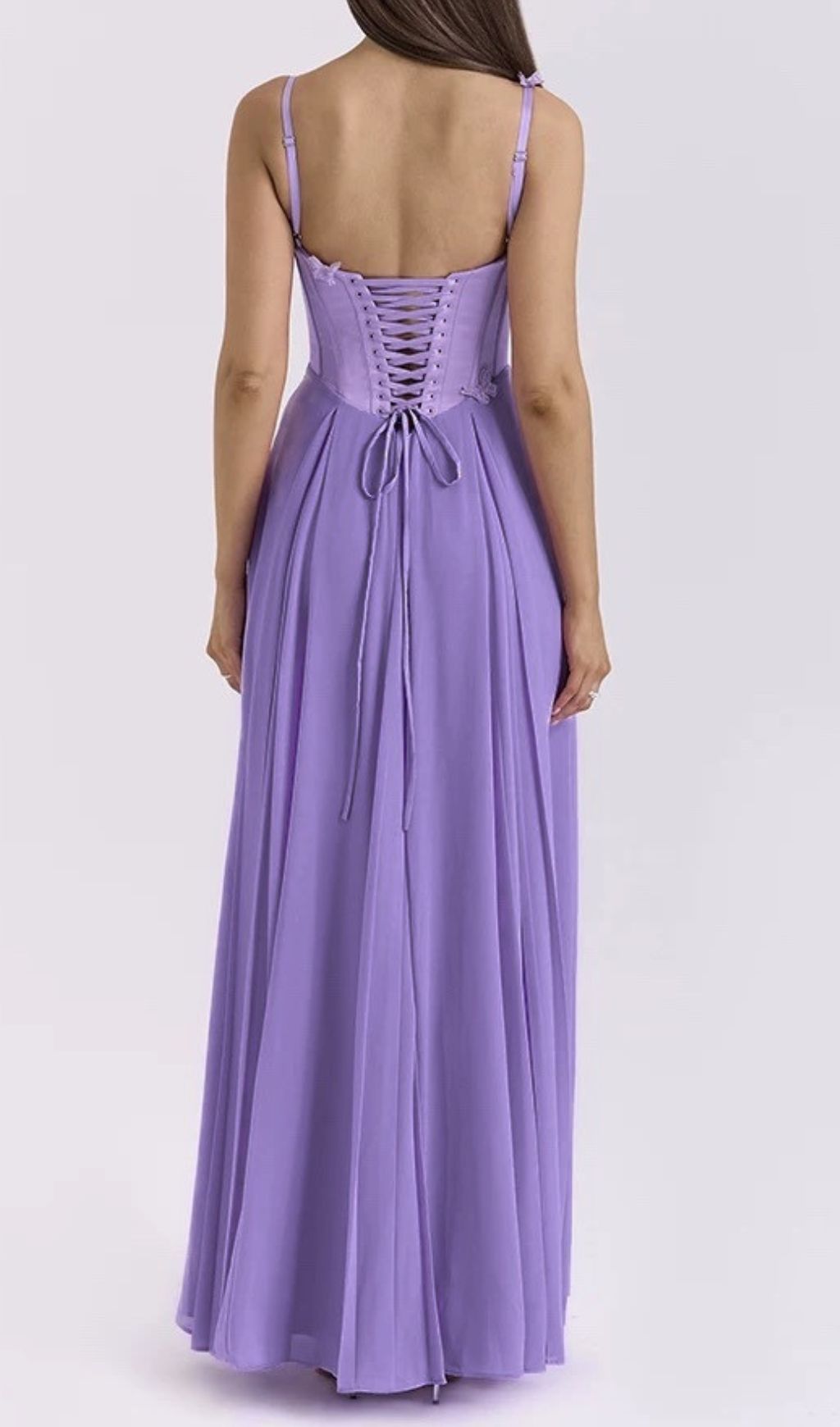 Fashionslee Women Glain Strappy Corset Mesh Maxi Dress