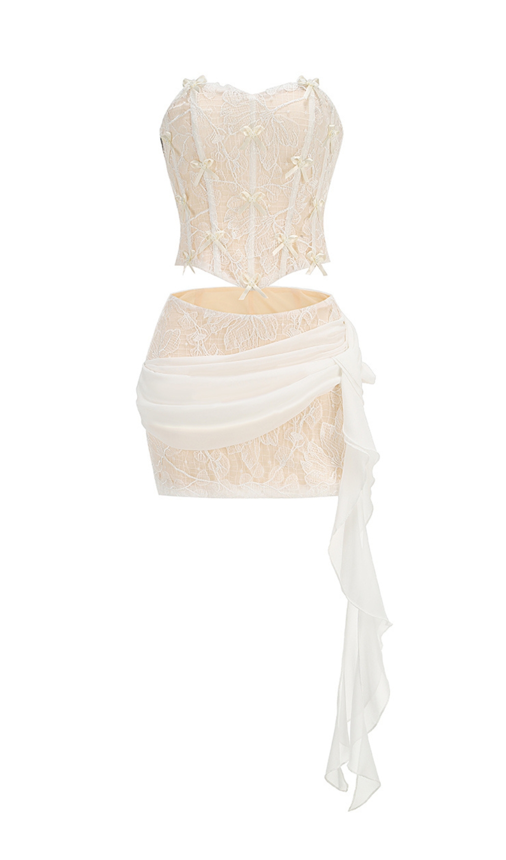 674f3e97fc20c4d0e1c11433499888c6.jpg Fashionslee Women Cadence White Corset Lace Two-Piece Set
