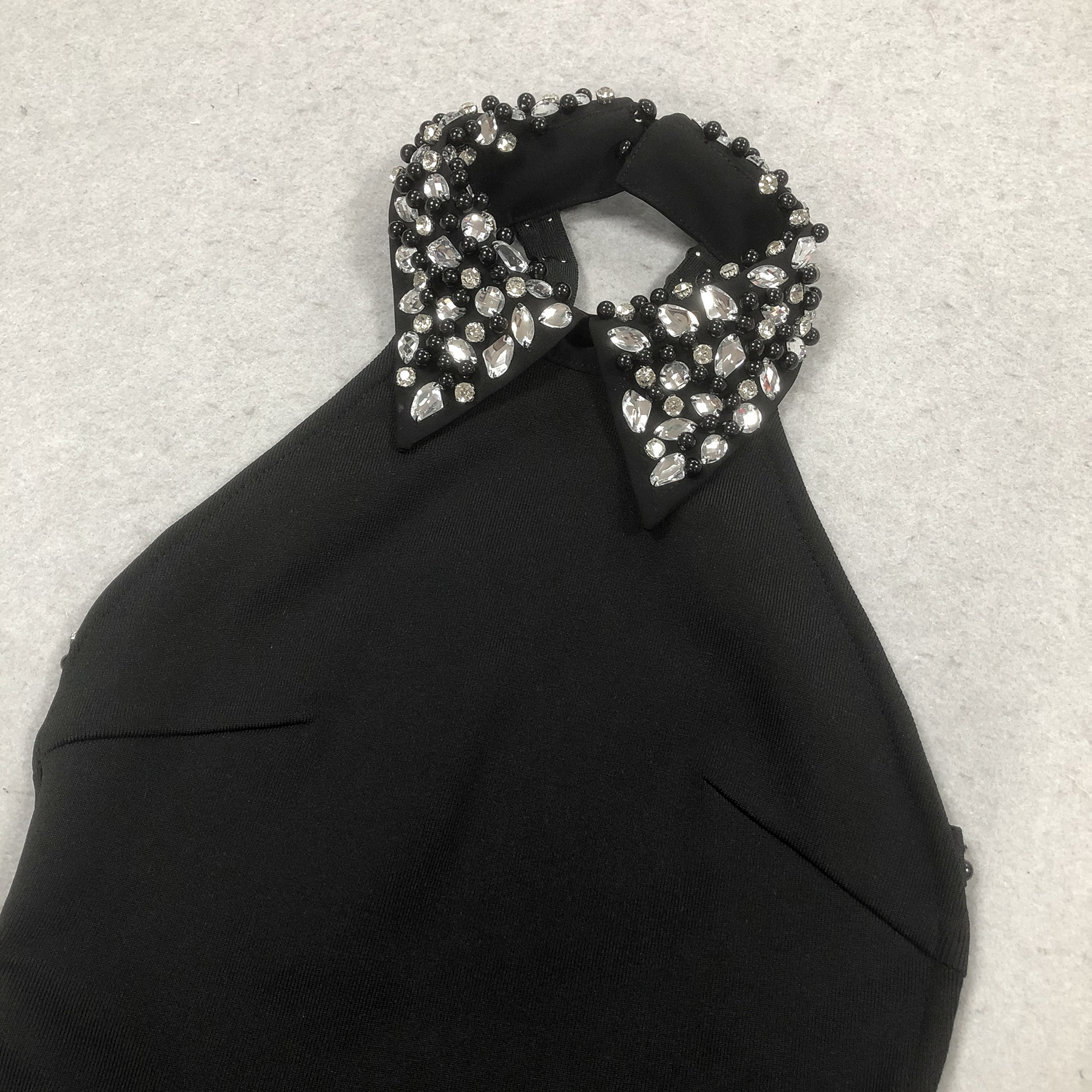 67568bd105a67fea844542ed06ba0636.jpg Fashionslee Women Elinor Black Diamond Halter Maxi Dress
