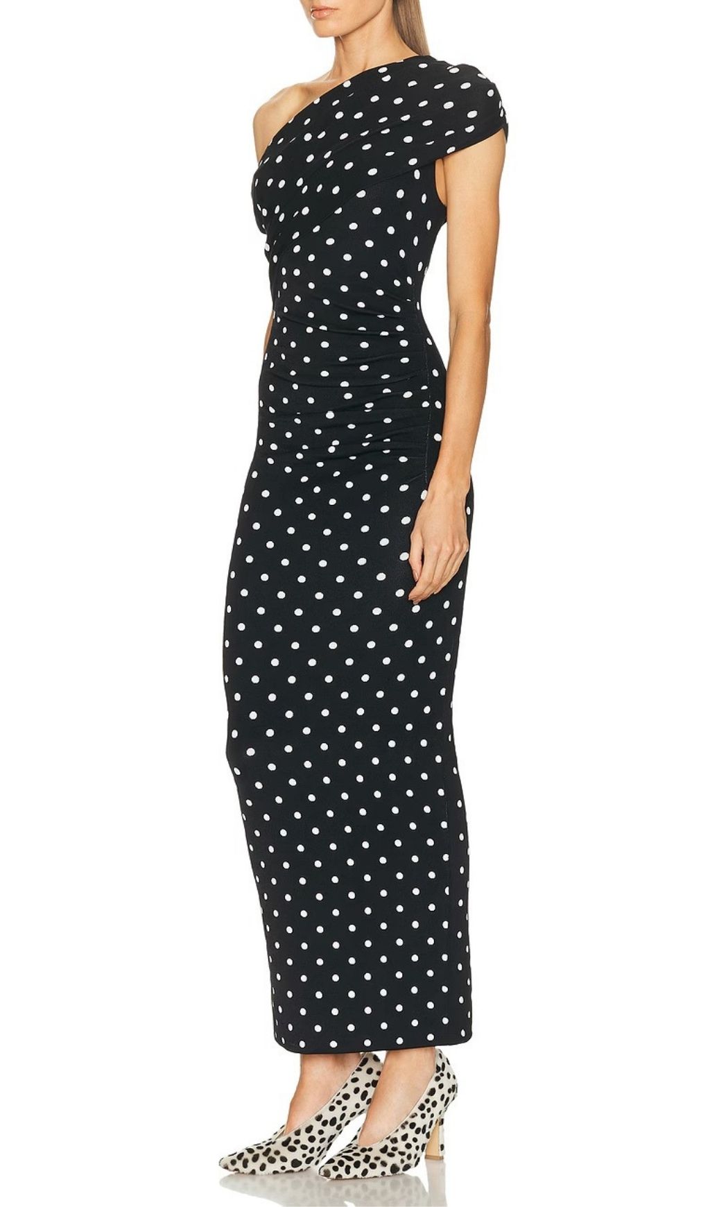 675b9baab979f2c1a42d53cf5654ed98.jpg Fashionslee Women Polka Dot Draped Midi Dress