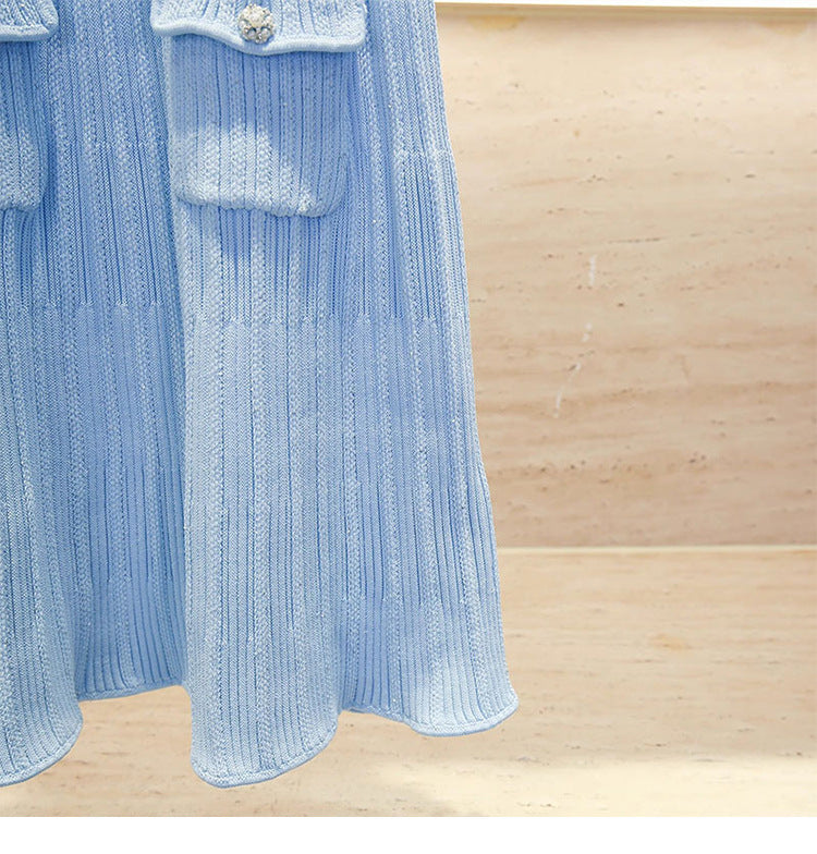 67d454d5b1162386fc25eef3a9f38833.jpeg Fashionslee Women Arsène Blue Knit Mini Dress